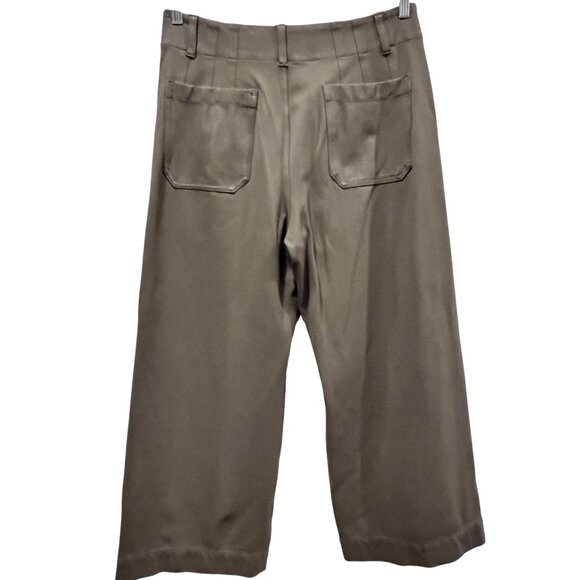 Anthropologie Maeve Colette Wide-Leg Cropped Pants, Olive, 32 - Picture 3 of 9